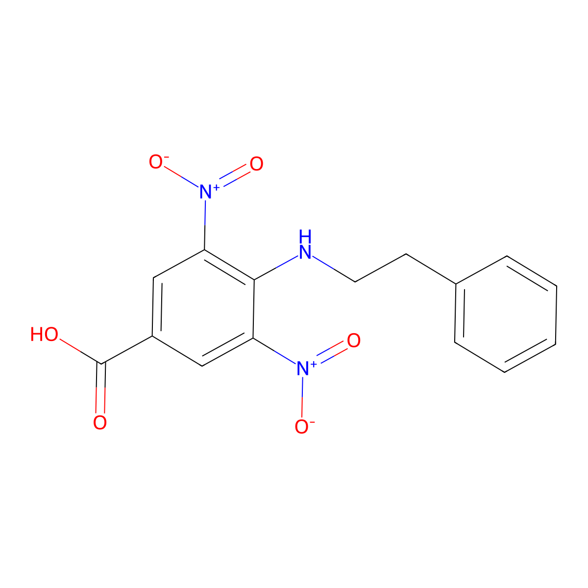 3,5-Dinitro-4-[(2-phenylethyl)amino]benzoic acid molecular structure, CAS 346411-65-2