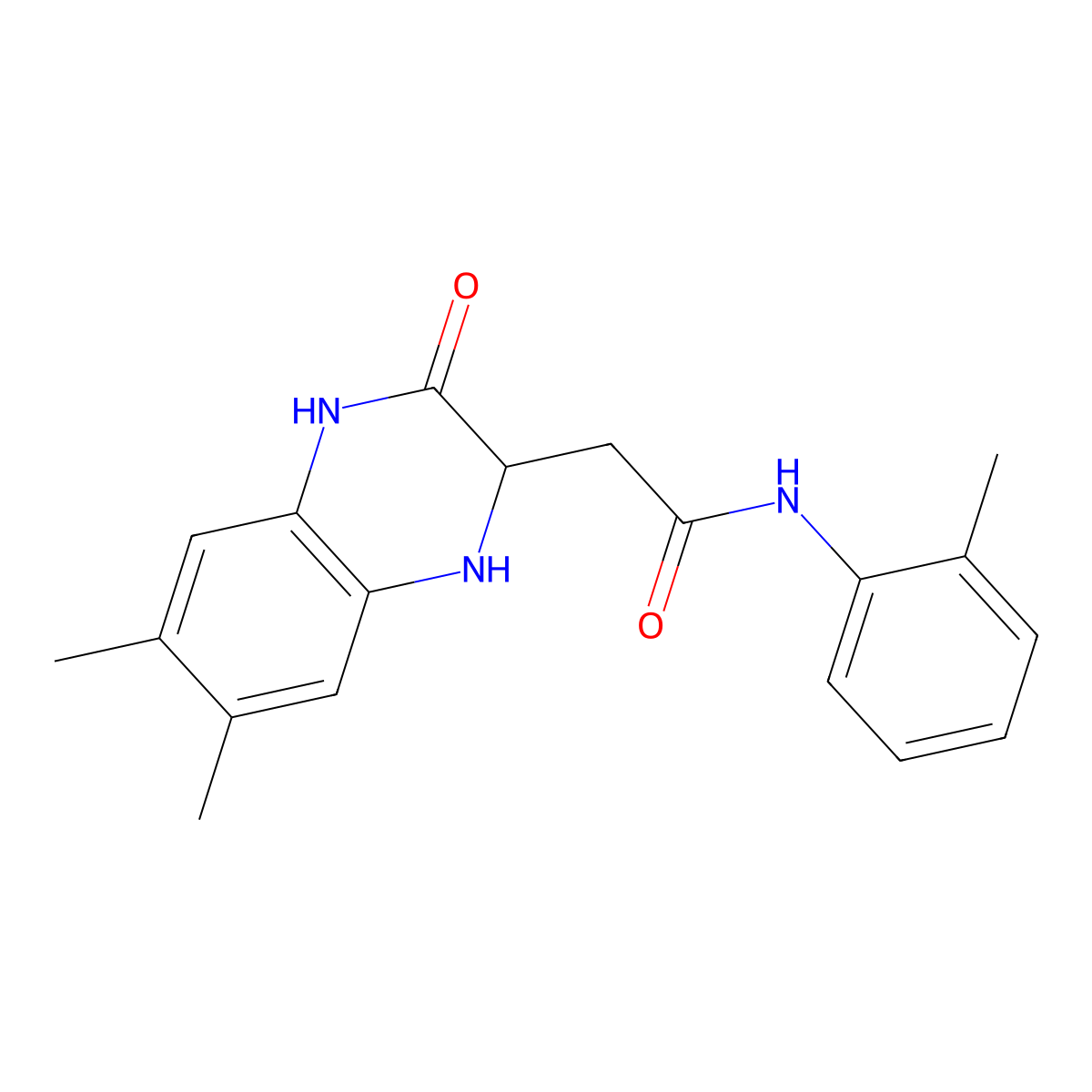 2-(6,7-dimethyl-3-oxo-1,2,3,4-tetrahydroquinoxalin-2-yl)-N-(2-methylphenyl)acetamide molecular structure, CAS 346419-01-0