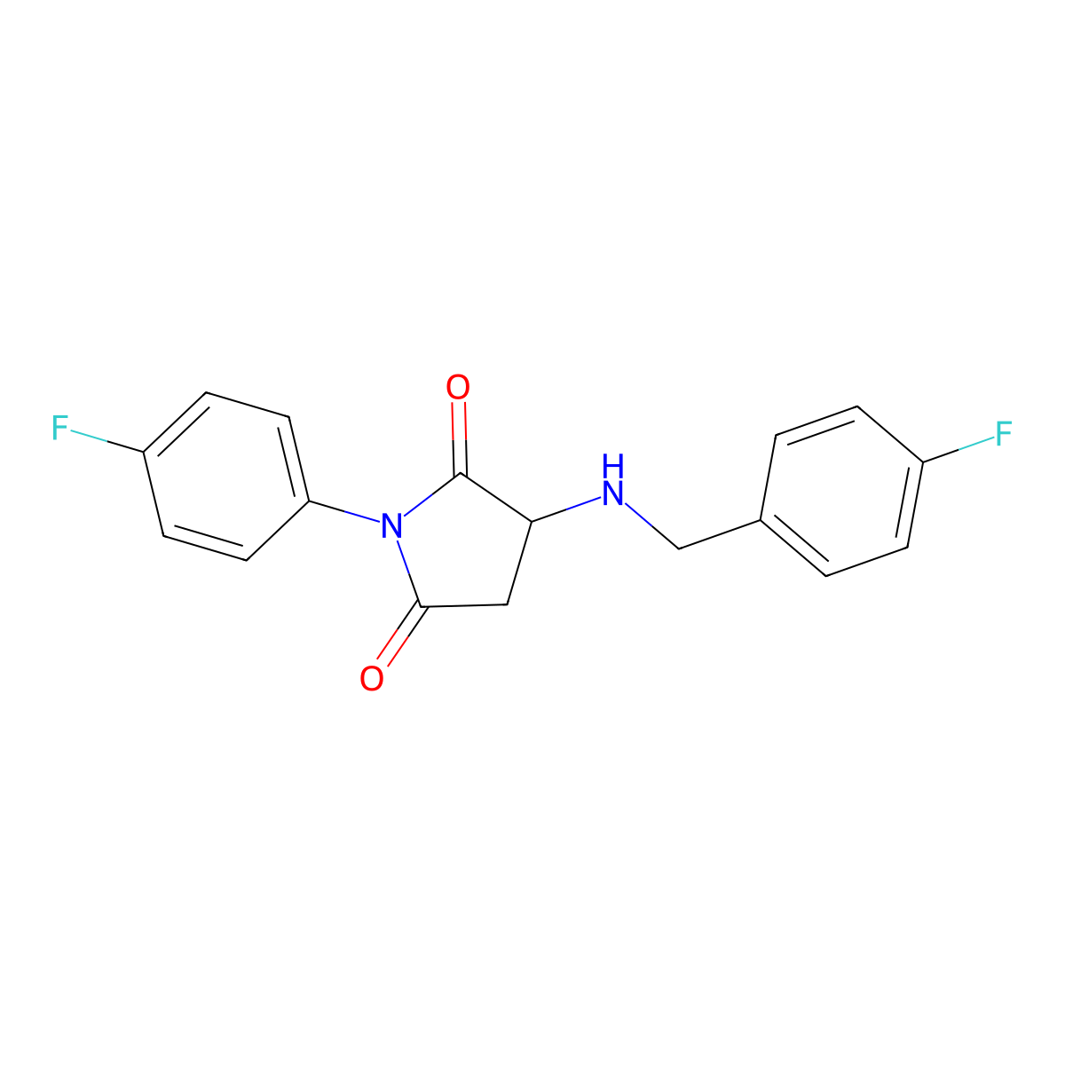 3-[(4-Fluorobenzyl)amino]-1-(4-fluorophenyl)pyrrolidine-2,5-dione molecular structure, CAS 346419-08-7