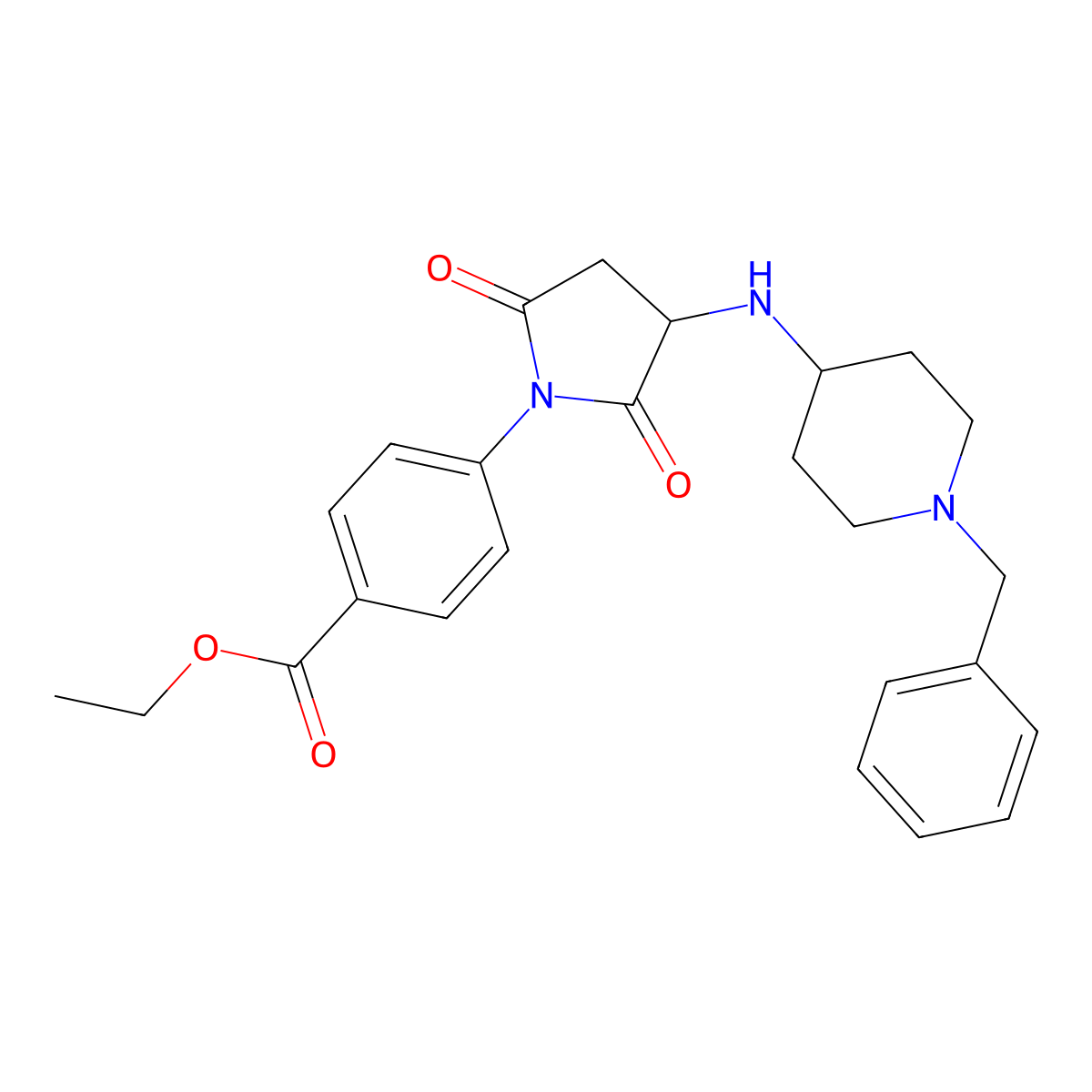 Ethyl 4-(3-((1-benzylpiperidin-4-yl)amino)-2,5-dioxopyrrolidin-1-yl)benzoate molecular structure, CAS 346419-15-6