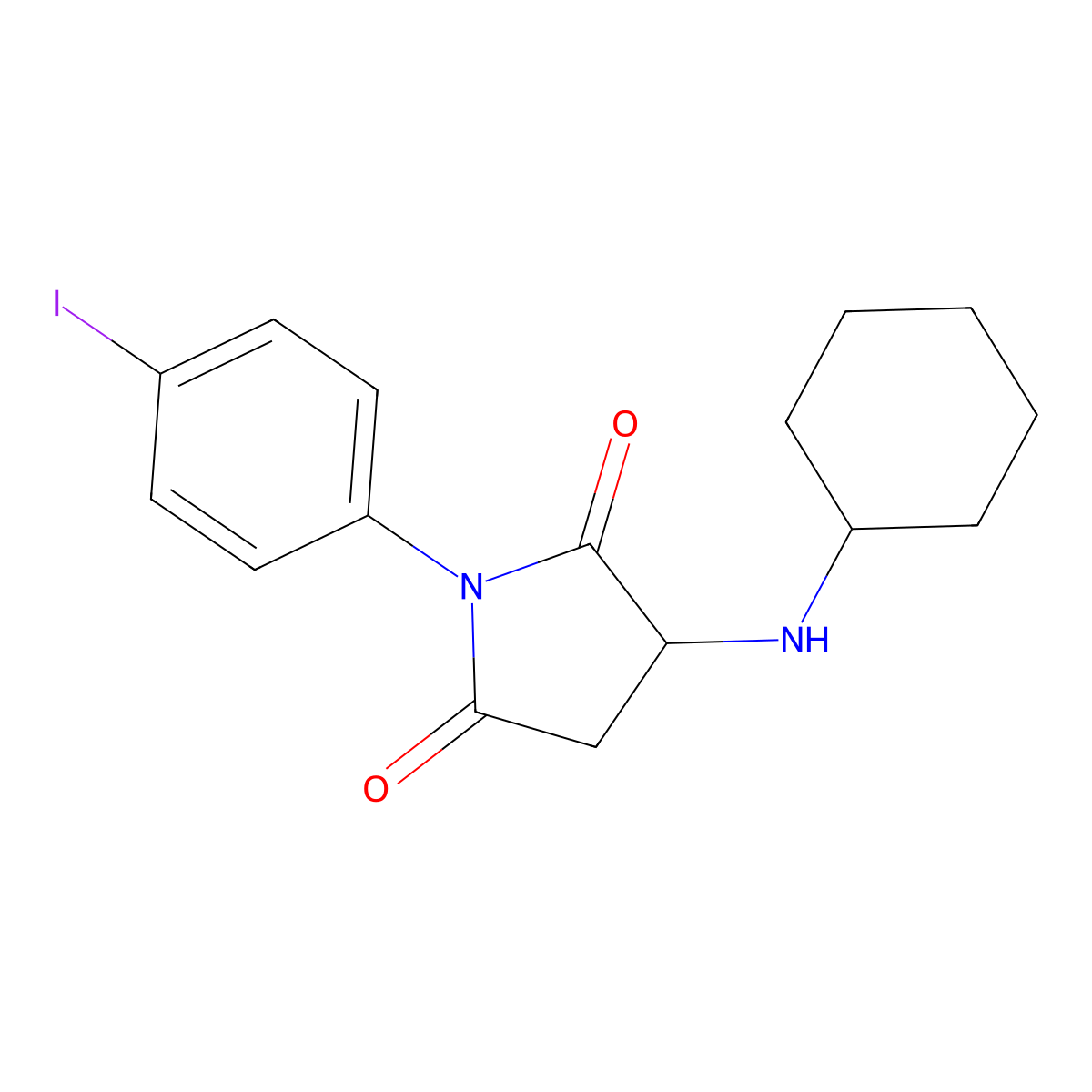 3-(Cyclohexylamino)-1-(4-iodophenyl)pyrrolidine-2,5-dione molecular structure, CAS 346419-19-0