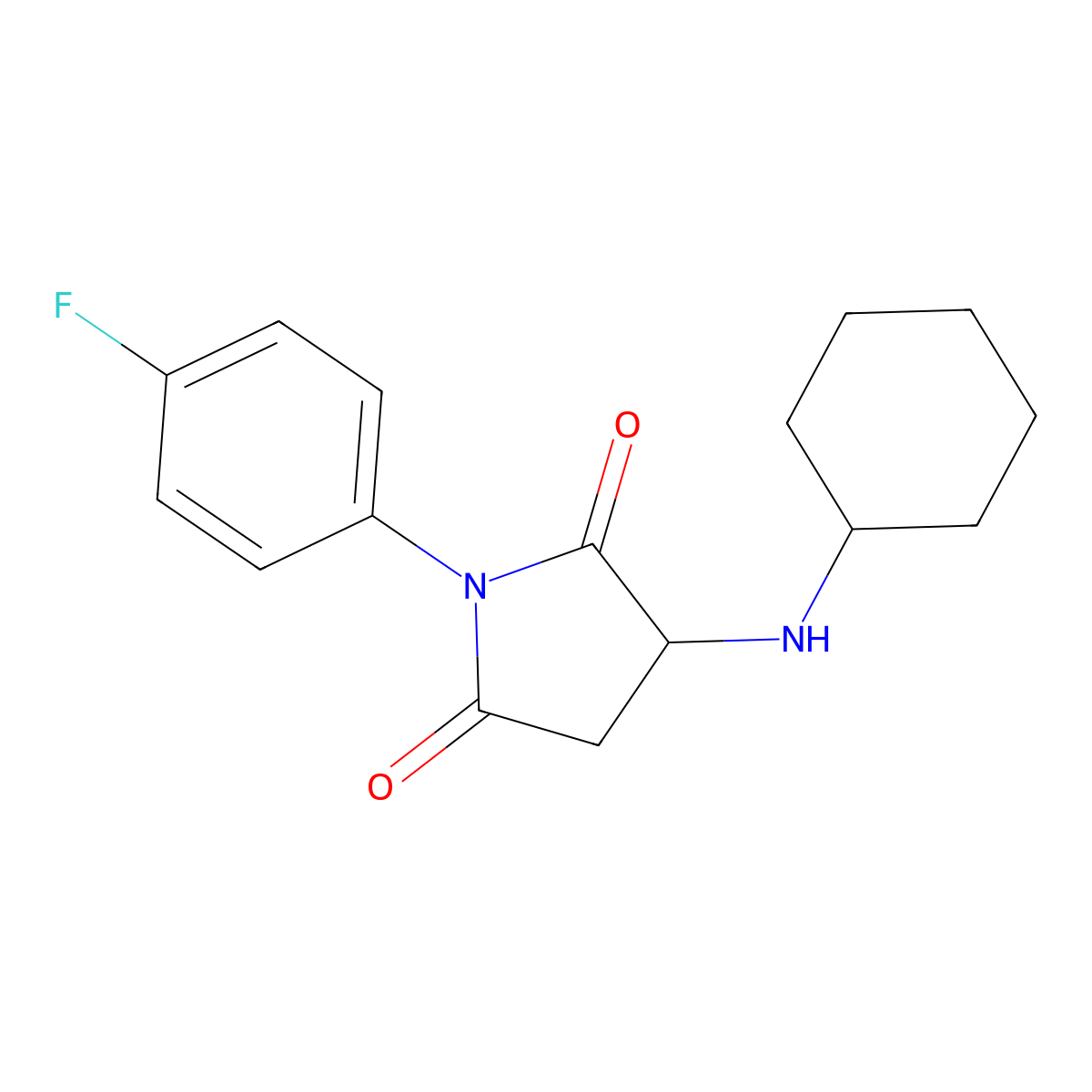 3-(Cyclohexylamino)-1-(4-fluorophenyl)pyrrolidine-2,5-dione molecular structure, CAS 346419-21-4