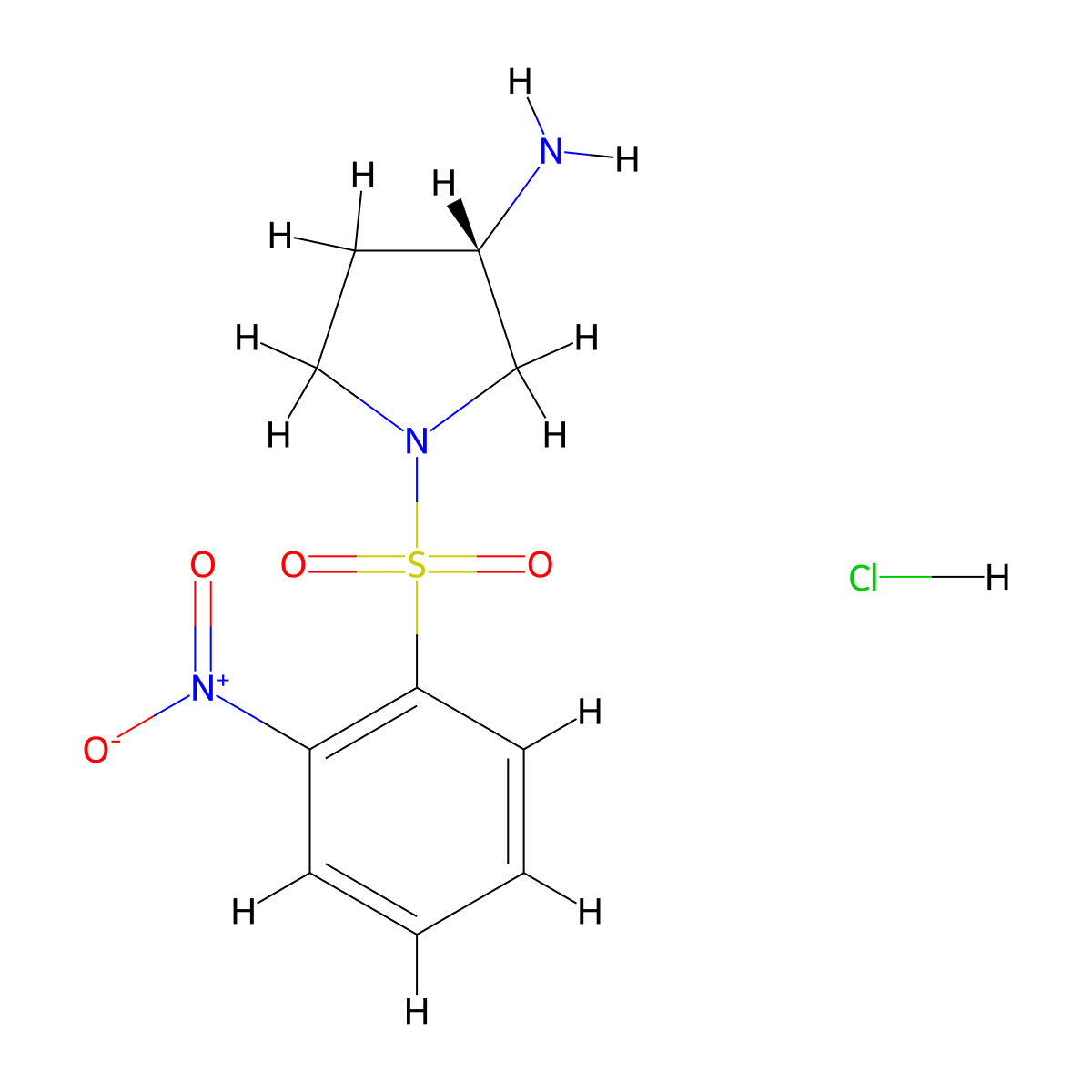 (S)-1-(2-Nitro-benzenesulfonyl)-pyrrolidin-3-ylamine hydrochloride molecular structure, CAS 346421-67-8