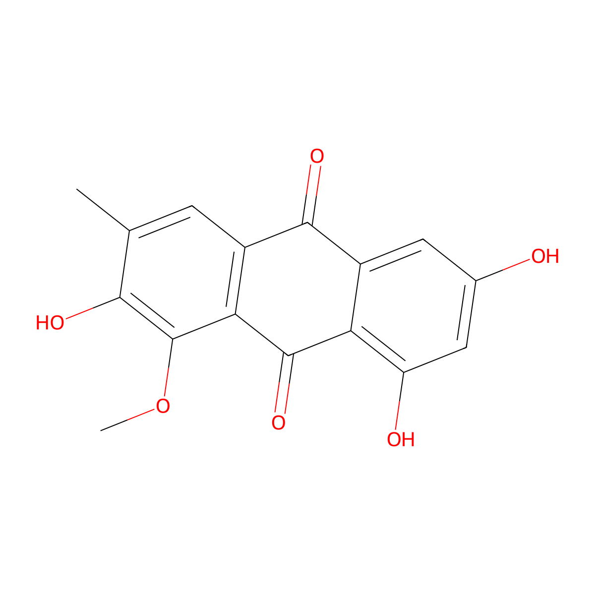 2,6,8-Trihydroxy-1-methoxy-3-methylanthracene-9,10-dione molecular structure, CAS 346434-45-5