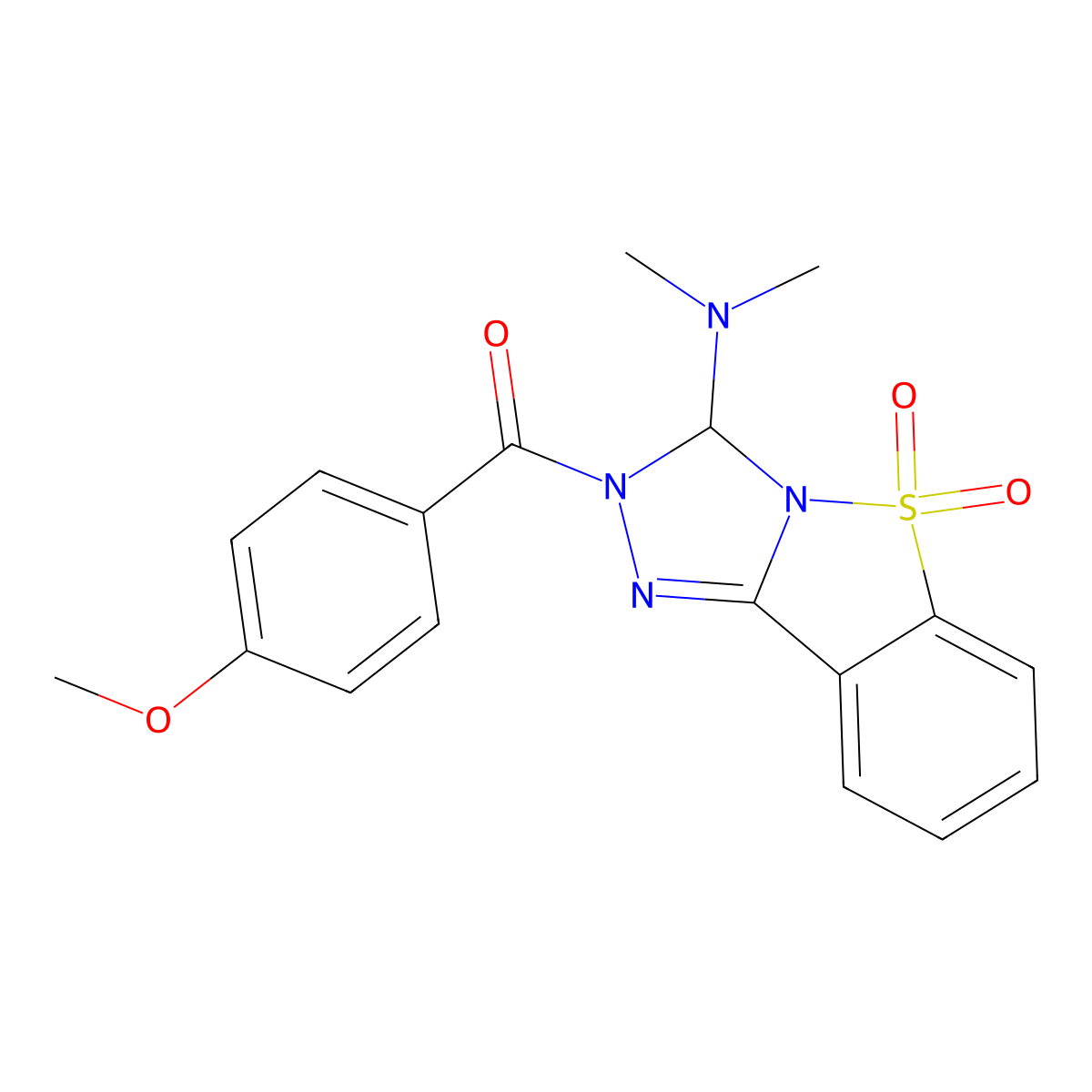 [3-(dimethylamino)-5,5-dioxo-3H-[1,2,4]triazolo[4,3-b][1,2]benzothiazol-2-yl]-(4-methoxyphenyl)methanone molecular structure, CAS 346440-39-9