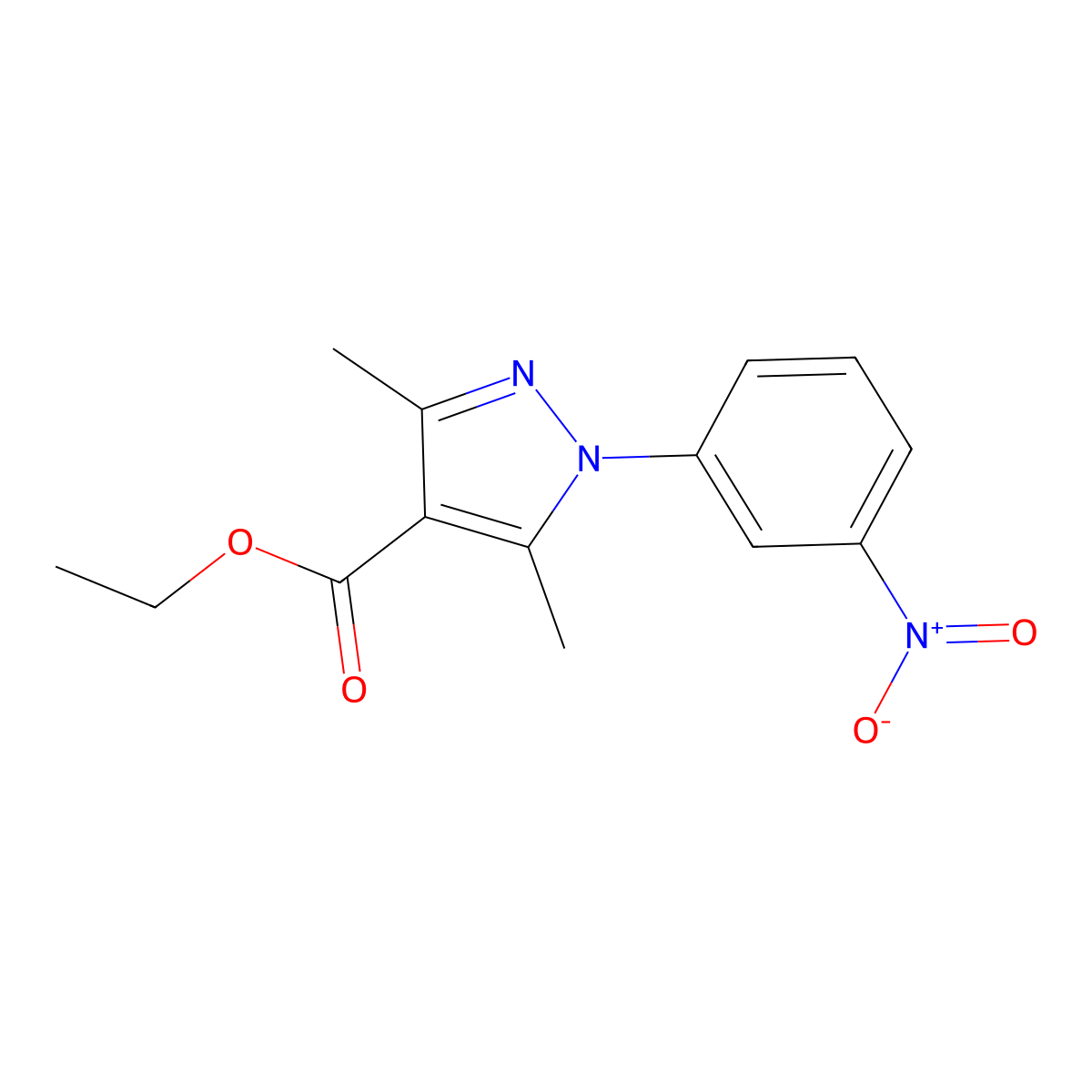 3,5-Dimethyl-1-(3-nitrophenyl)-1H-pyrazole-4-carboxylic acid ethyl ester molecular structure, CAS 346440-86-6