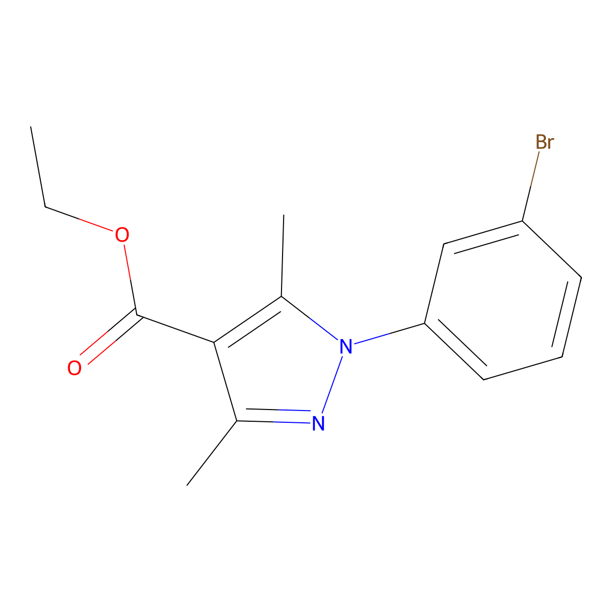 ethyl 1-(3-bromophenyl)-3,5-dimethyl-1H-pyrazole-4-carboxylate molecular structure, CAS 346441-21-2