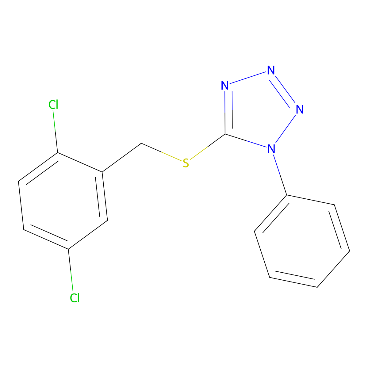 5-[(2,5-Dichlorophenyl)methylsulfanyl]-1-phenyltetrazole molecular structure, CAS 346442-71-5