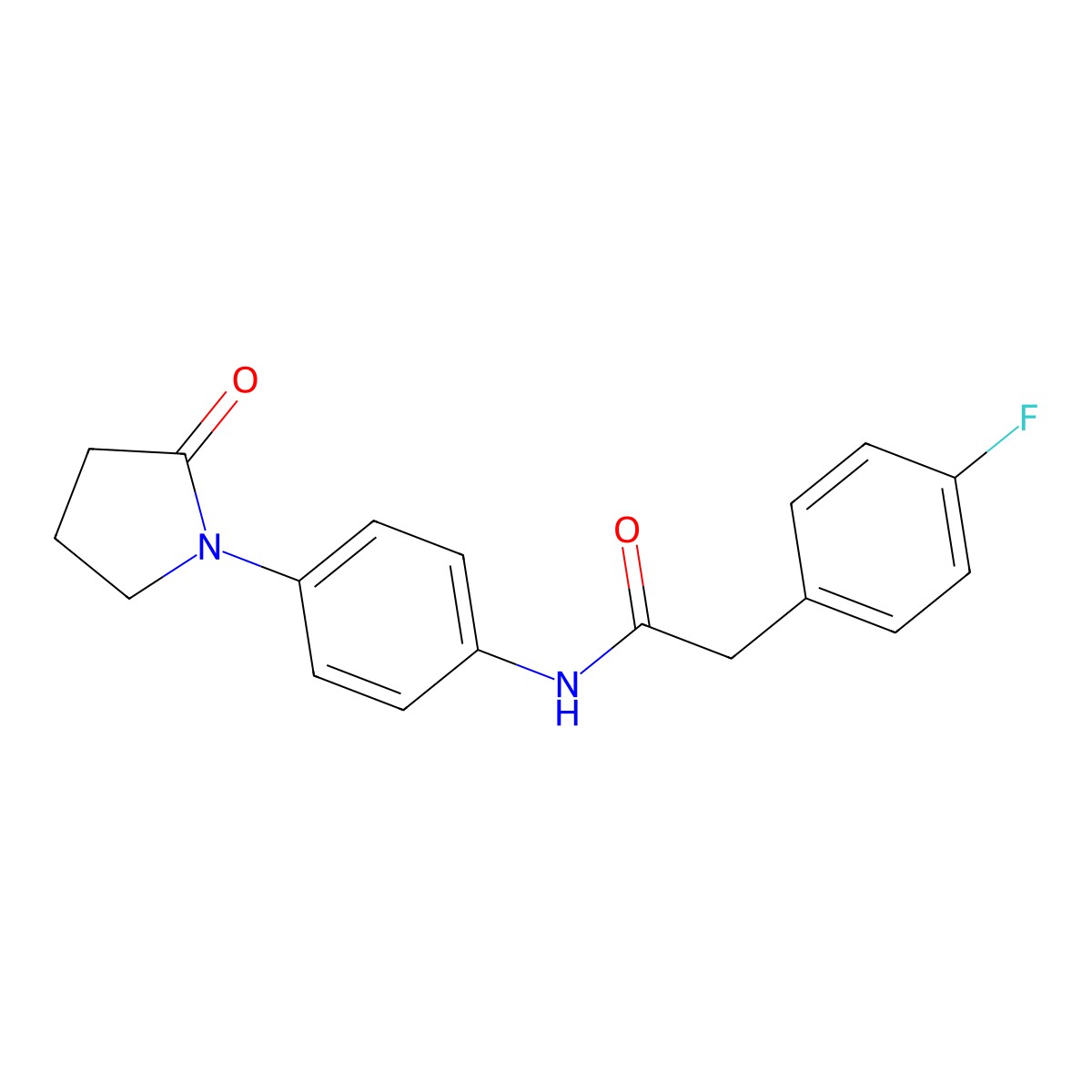 2-(4-fluorophenyl)-N-[4-(2-oxopyrrolidin-1-yl)phenyl]acetamide molecular structure, CAS 346443-15-0