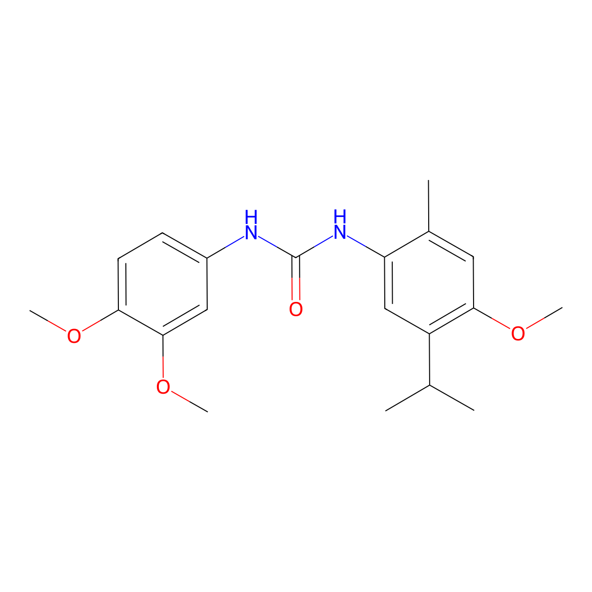1-(3,4-Dimethoxyphenyl)-3-(4-methoxy-2-methyl-5-propan-2-ylphenyl)urea molecular structure, CAS 346443-37-6