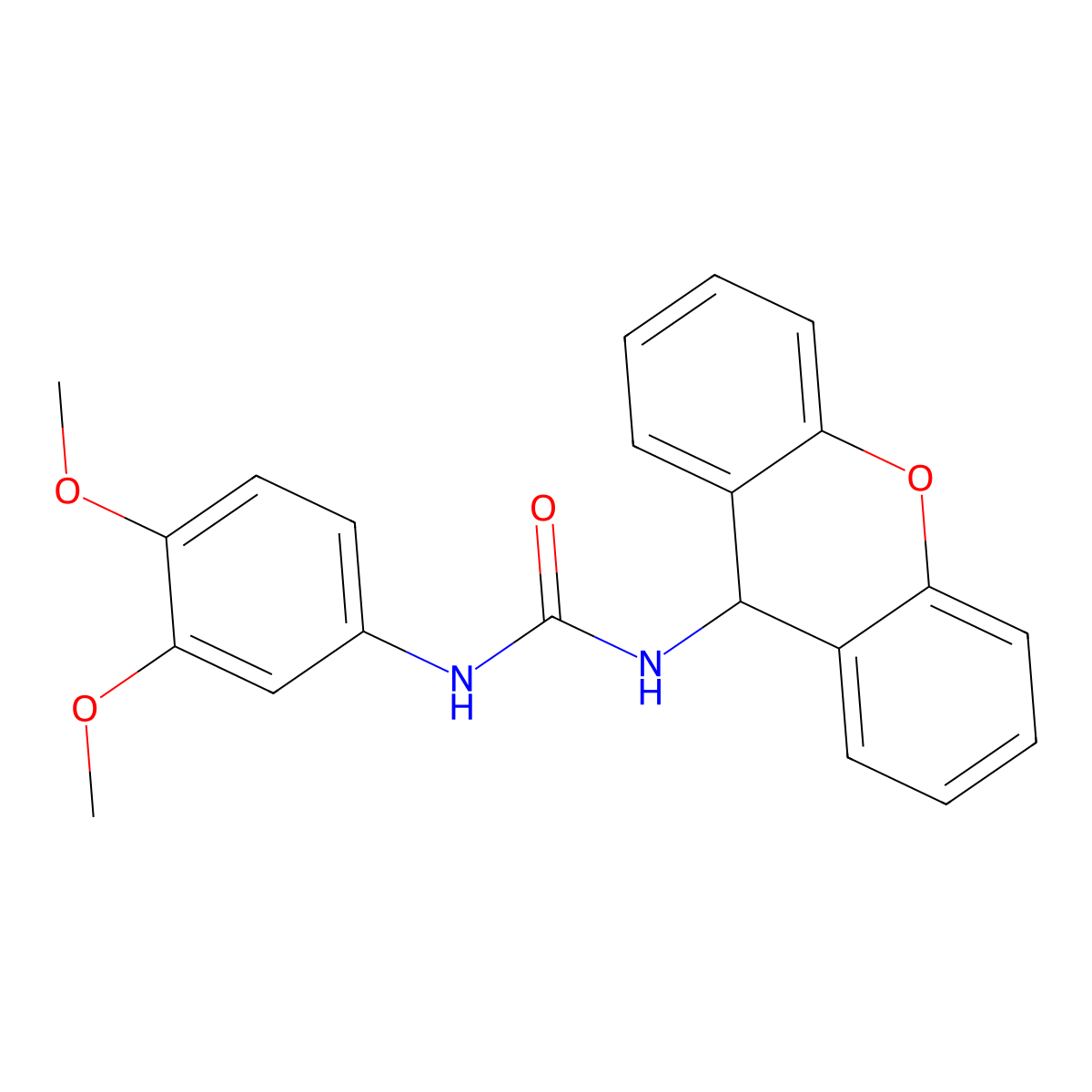 1-(3,4-dimethoxyphenyl)-3-(9H-xanthen-9-yl)urea molecular structure, CAS 346443-48-9