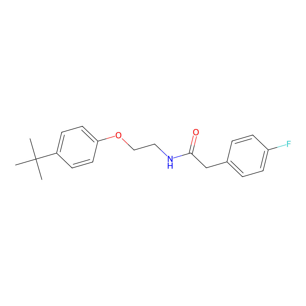 N-[2-(4-tert-butylphenoxy)ethyl]-2-(4-fluorophenyl)acetamide molecular structure, CAS 346443-49-0