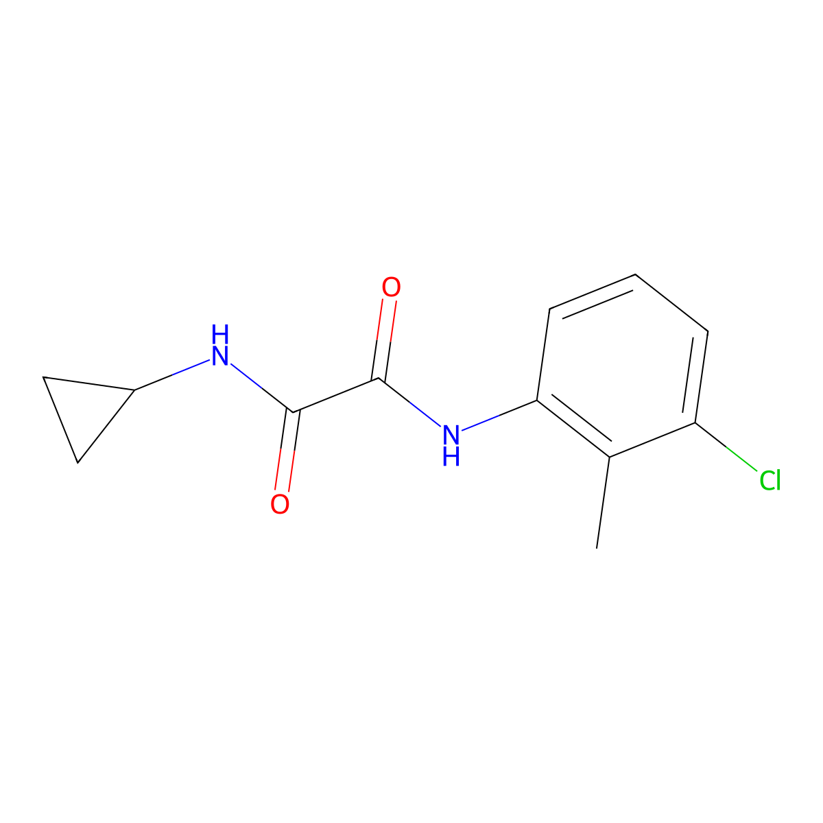 N'-(3-chloro-2-methylphenyl)-N-cyclopropyloxamide molecular structure, CAS 346445-59-8
