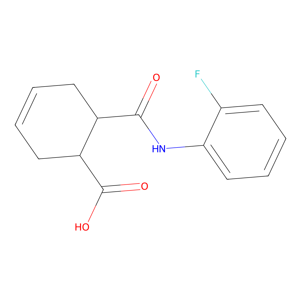 6-[(2-Fluoroanilino)carbonyl]-3-cyclohexene-1-carboxylic acid molecular structure, CAS 346446-20-6