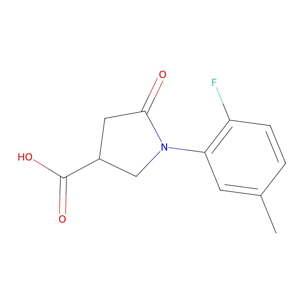 1-(2-Fluoro-5-methylphenyl)-5-oxopyrrolidine-3-carboxylic acid molecular structure, CAS 346446-24-0