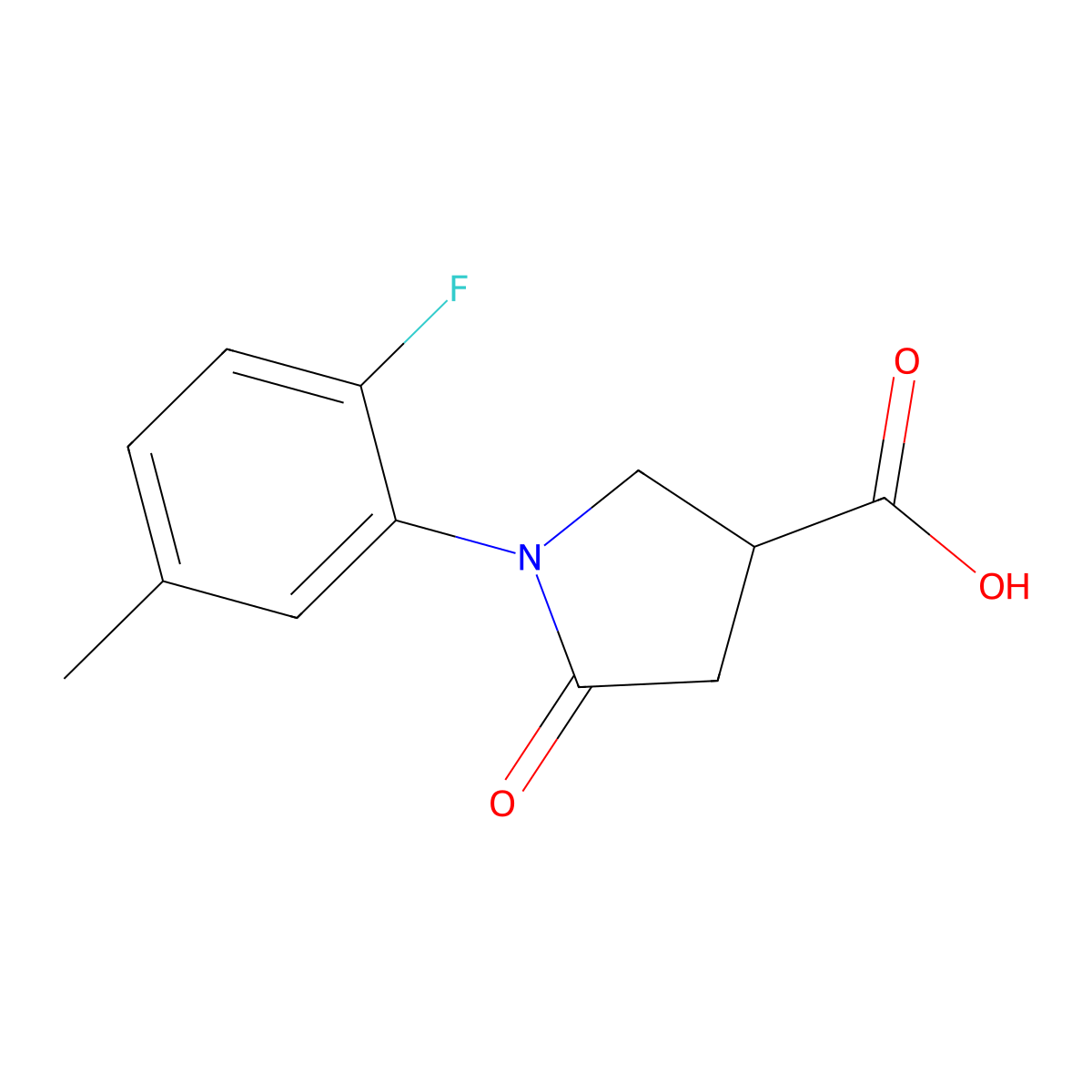 1-(2-Fluoro-5-methylphenyl)-5-oxopyrrolidine-3-carboxylic acid molecular structure, CAS 346446-24-0