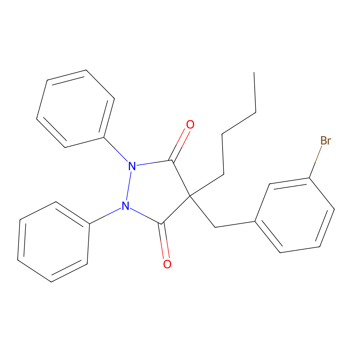 4-(3-Bromobenzyl)-4-butyl-1,2-diphenylpyrazolidine-3,5-dione molecular structure, CAS 346446-32-0