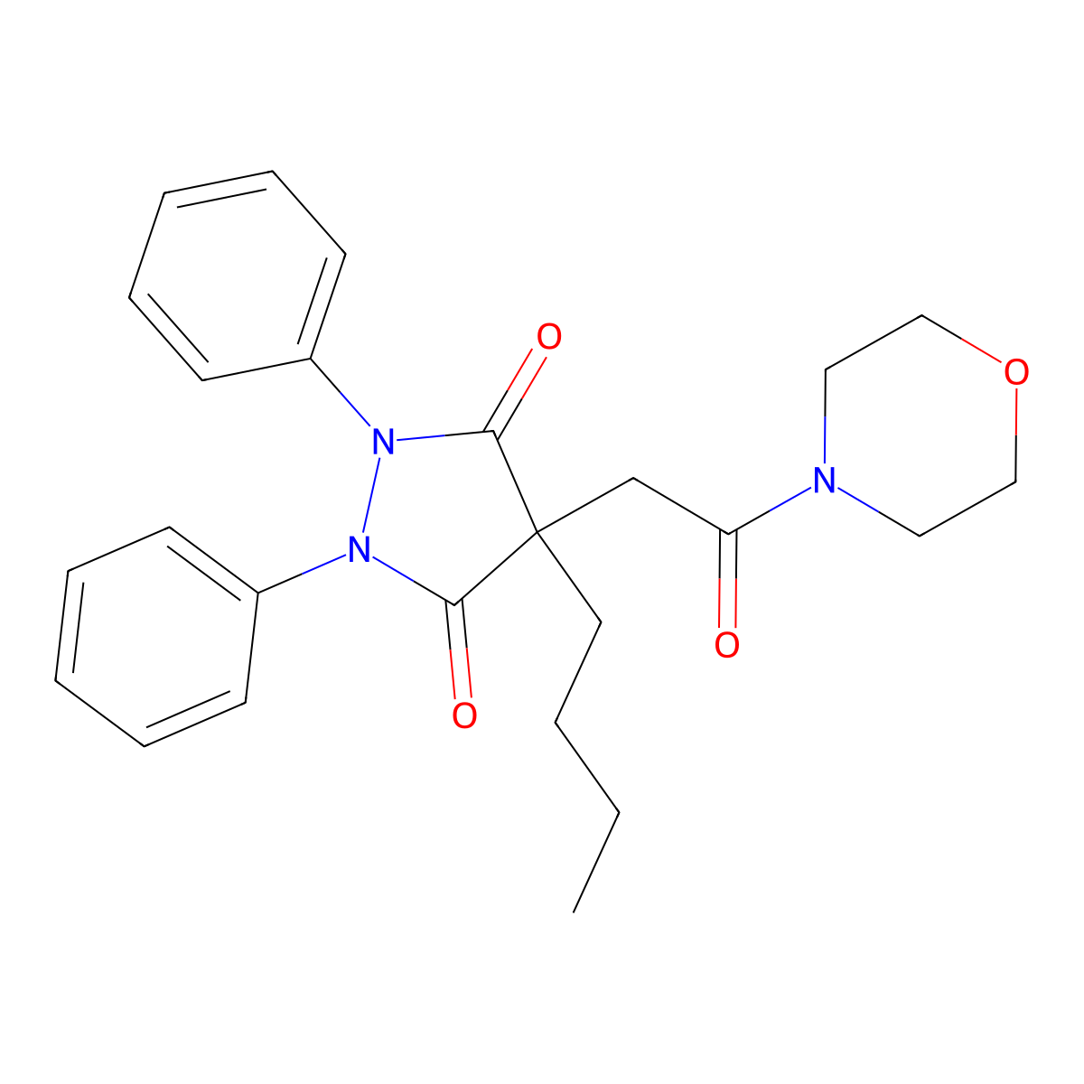 4-Butyl-4-(2-morpholin-4-yl-2-oxoethyl)-1,2-diphenylpyrazolidine-3,5-dione molecular structure, CAS 346446-36-4