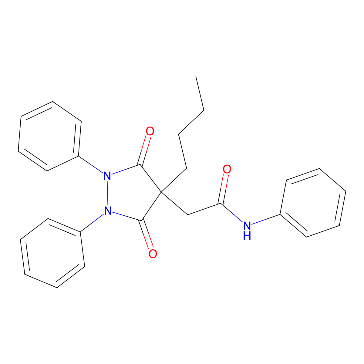 2-(4-butyl-3,5-dioxo-1,2-diphenylpyrazolidin-4-yl)-N-phenylacetamide molecular structure, CAS 346446-42-2