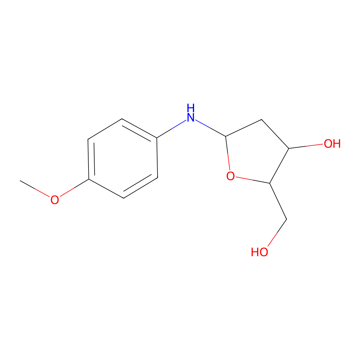 2-(Hydroxymethyl)-5-((4-methoxyphenyl)amino)tetrahydrofuran-3-ol molecular structure, CAS 346447-50-5