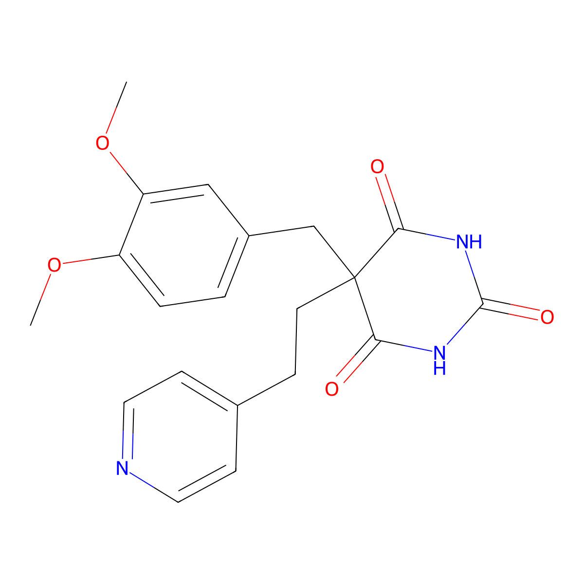 5-(3,4-dimethoxybenzyl)-5-[2-(4-pyridinyl)ethyl]-2,4,6(1H,3H,5H)-pyrimidinetrione molecular structure, CAS 346449-51-2