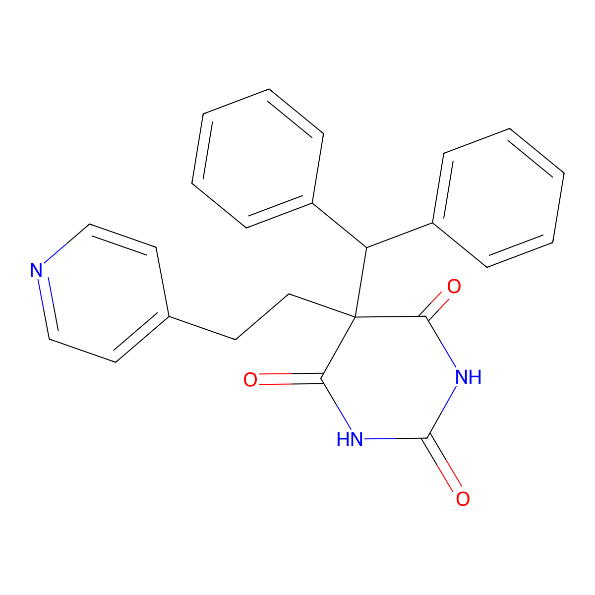 5-Benzhydryl-5-(2-pyridin-4-ylethyl)-1,3-diazinane-2,4,6-trione molecular structure, CAS 346449-61-4