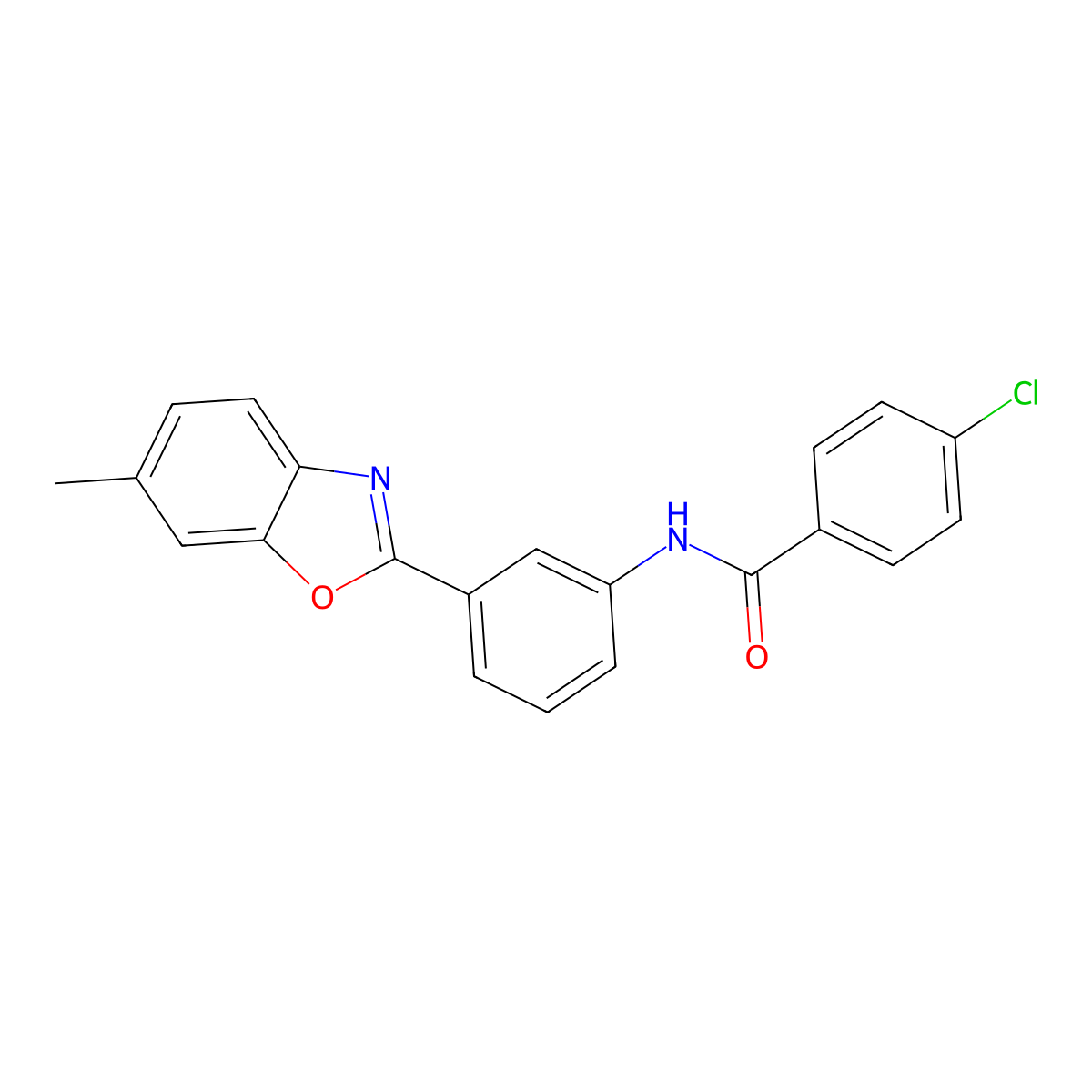 4-chloro-N-[3-(6-methyl-1,3-benzoxazol-2-yl)phenyl]benzamide molecular structure, CAS 346454-42-0