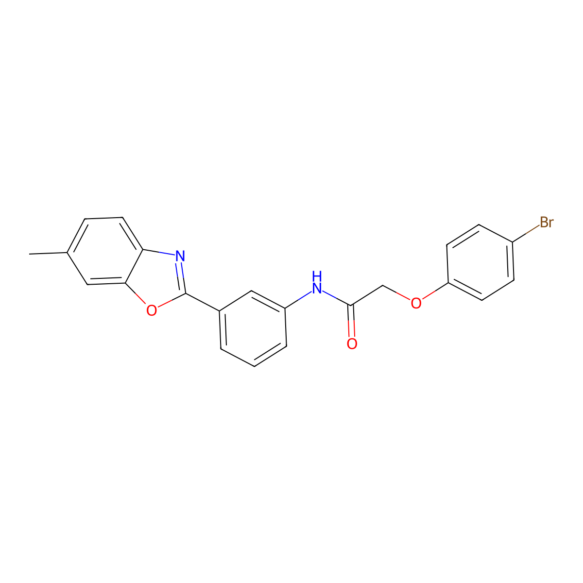 2-(4-bromophenoxy)-N-[3-(6-methyl-1,3-benzoxazol-2-yl)phenyl]acetamide molecular structure, CAS 346454-43-1