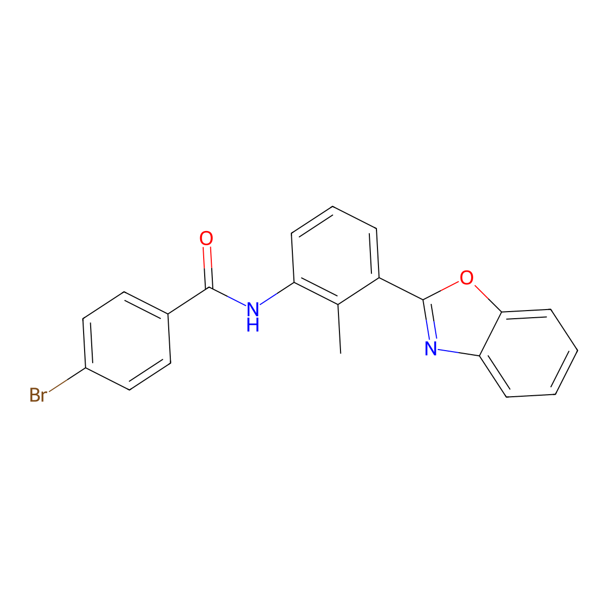 N-[3-(1,3-benzoxazol-2-yl)-2-methylphenyl]-4-bromobenzamide molecular structure, CAS 346454-48-6