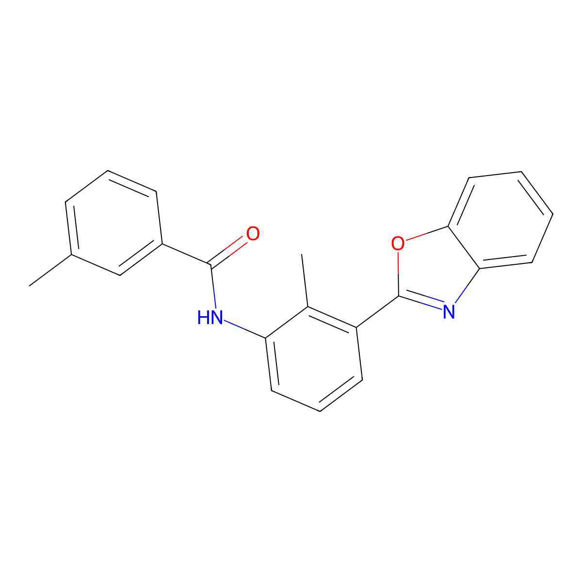 N-[3-(1,3-benzoxazol-2-yl)-2-methylphenyl]-3-methylbenzamide molecular structure, CAS 346454-51-1