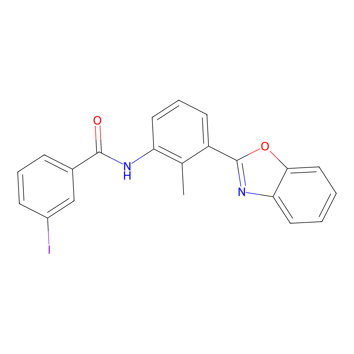 N-[3-(1,3-benzoxazol-2-yl)-2-methylphenyl]-3-iodobenzamide molecular structure, CAS 346454-56-6