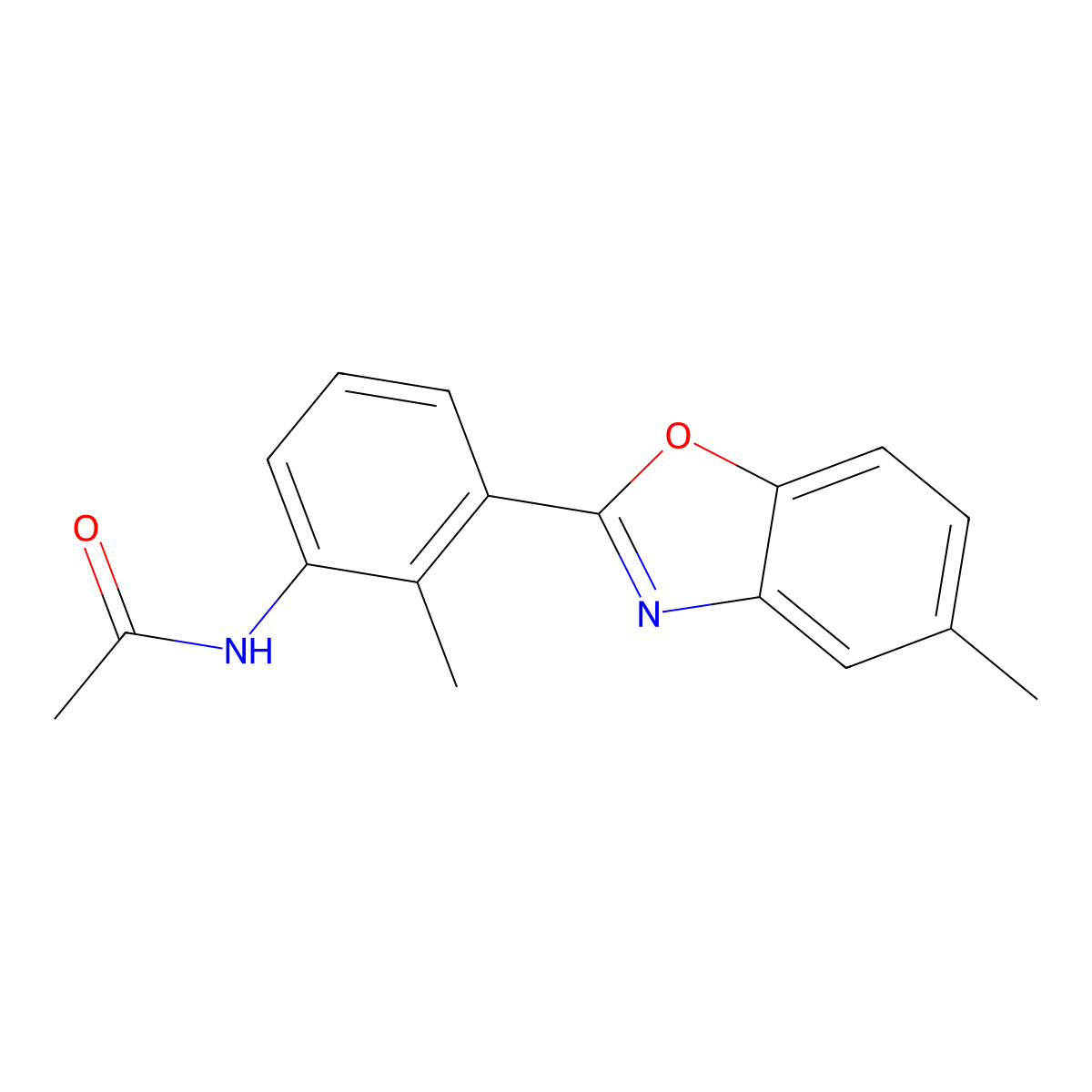 N-[2-methyl-3-(5-methyl-1,3-benzoxazol-2-yl)phenyl]acetamide molecular structure, CAS 346454-67-9