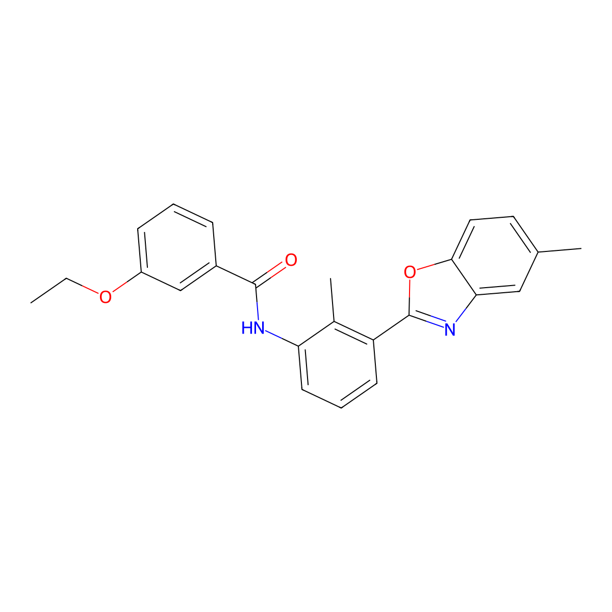 3-ethoxy-N-[2-methyl-3-(5-methyl-1,3-benzoxazol-2-yl)phenyl]benzamide molecular structure, CAS 346454-68-0