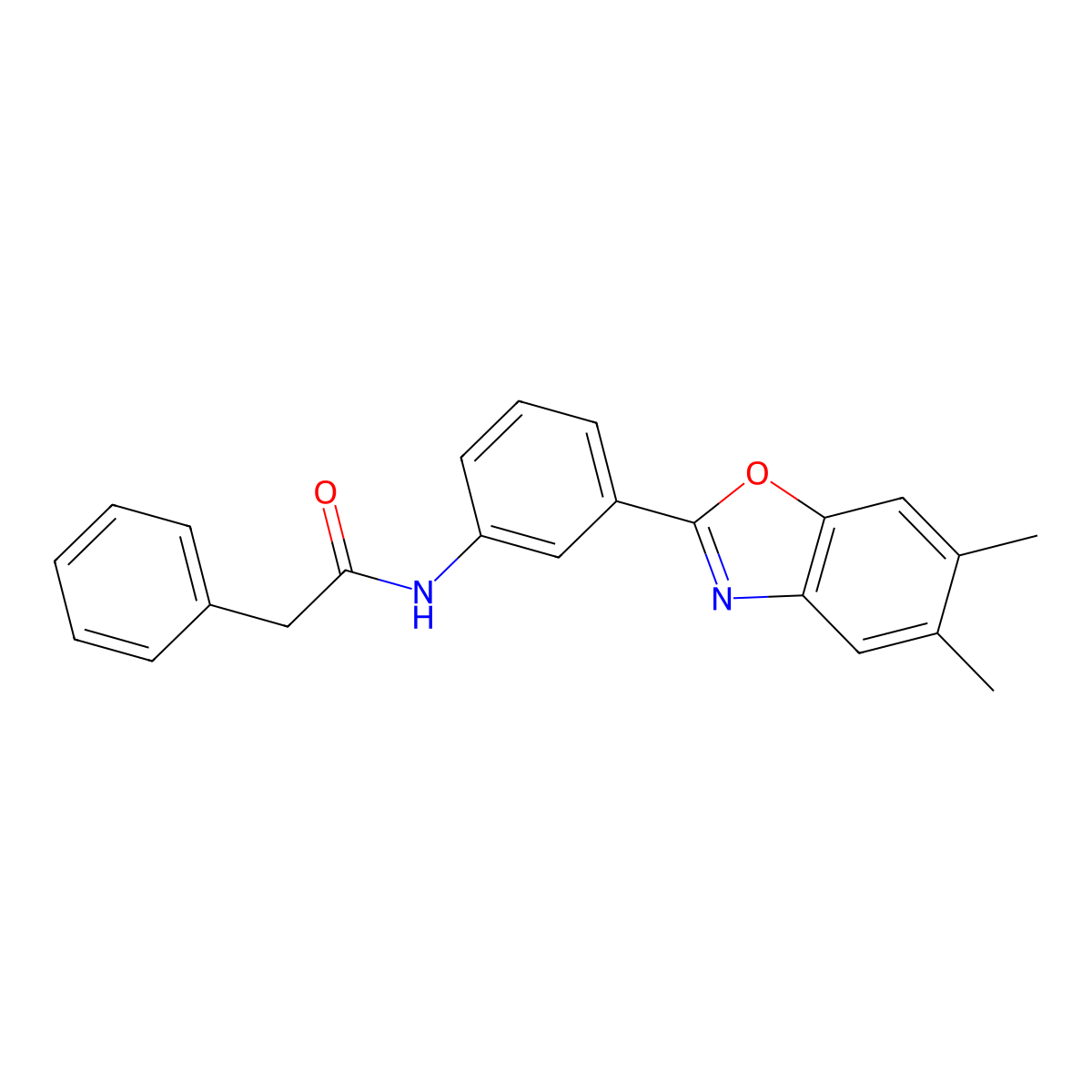 N-[3-(5,6-Dimethyl-1,3-benzoxazol-2-yl)phenyl]-2-phenylacetamide molecular structure, CAS 346454-85-1