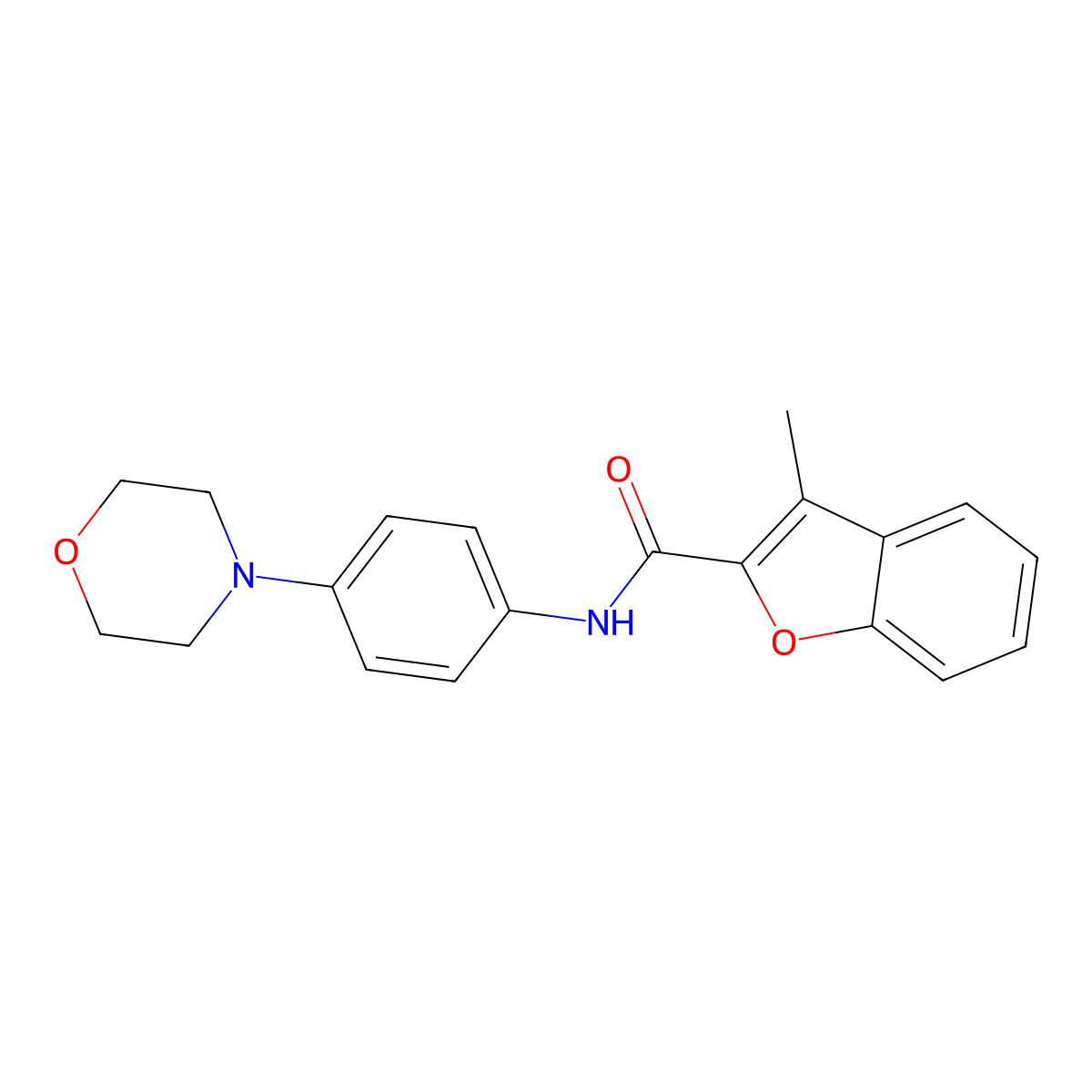 3-methyl-N-[4-(morpholin-4-yl)phenyl]-1-benzofuran-2-carboxamide molecular structure, CAS 346455-67-2