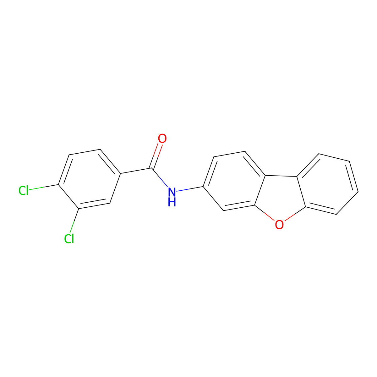 3,4-dichloro-N-dibenzofuran-3-ylbenzamide molecular structure, CAS 346455-71-8