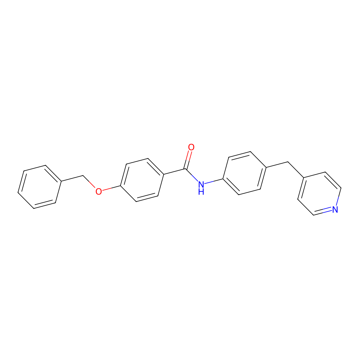 4-phenylmethoxy-N-[4-(pyridin-4-ylmethyl)phenyl]benzamide molecular structure, CAS 346455-85-4