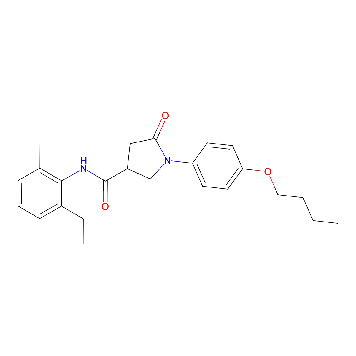 1-(4-butoxyphenyl)-N-(2-ethyl-6-methylphenyl)-5-oxopyrrolidine-3-carboxamide molecular structure, CAS 346456-84-6