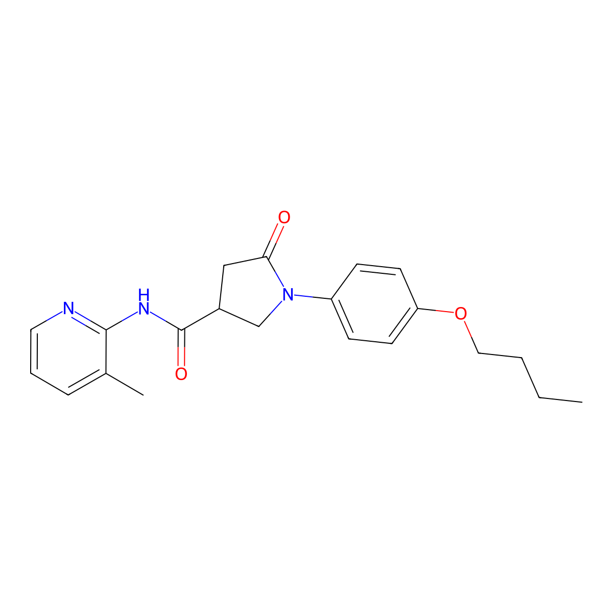 1-(4-butoxyphenyl)-N-(3-methylpyridin-2-yl)-5-oxopyrrolidine-3-carboxamide molecular structure, CAS 346456-88-0