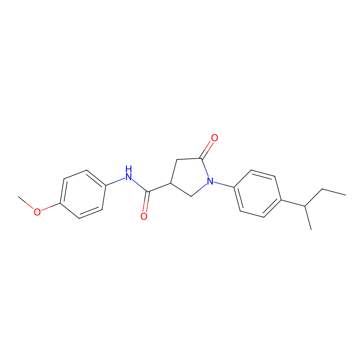 1-(4-butan-2-ylphenyl)-N-(4-methoxyphenyl)-5-oxopyrrolidine-3-carboxamide molecular structure, CAS 346456-93-7