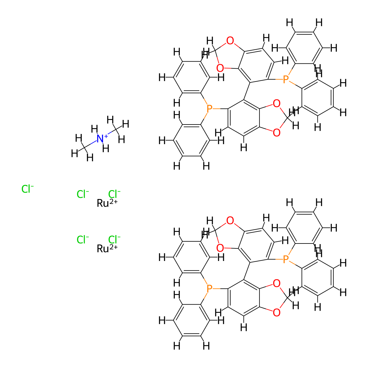 (NH2Me2)((RuCl((R)-segphos(regR)))2(mu-Cl)3) molecular structure, CAS 346457-41-8