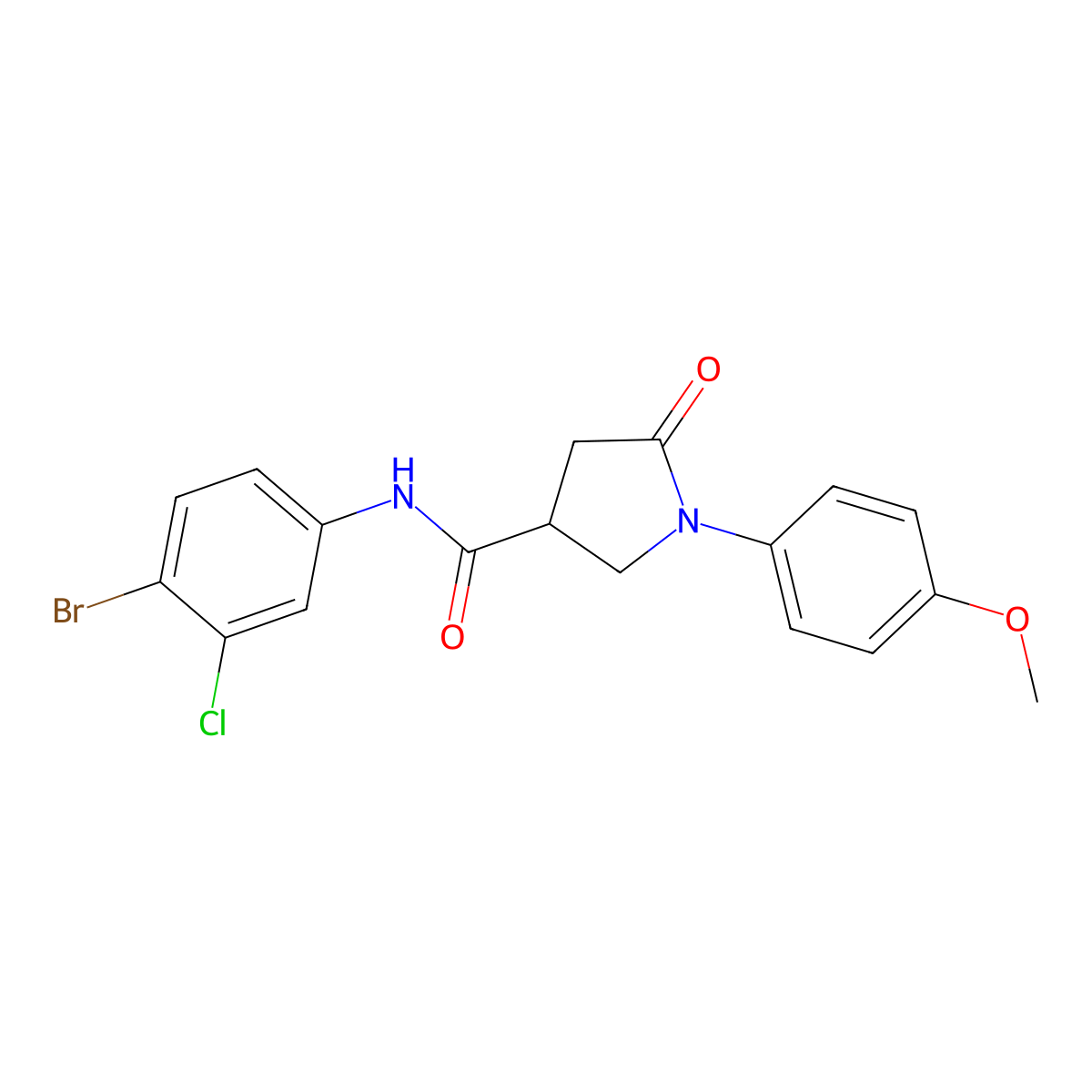 N-(4-bromo-3-chlorophenyl)-1-(4-methoxyphenyl)-5-oxopyrrolidine-3-carboxamide molecular structure, CAS 346458-15-9