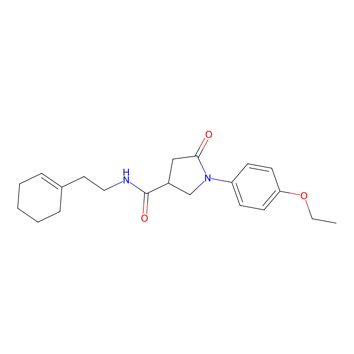 N-[2-(cyclohexen-1-yl)ethyl]-1-(4-ethoxyphenyl)-5-oxopyrrolidine-3-carboxamide molecular structure, CAS 346458-18-2