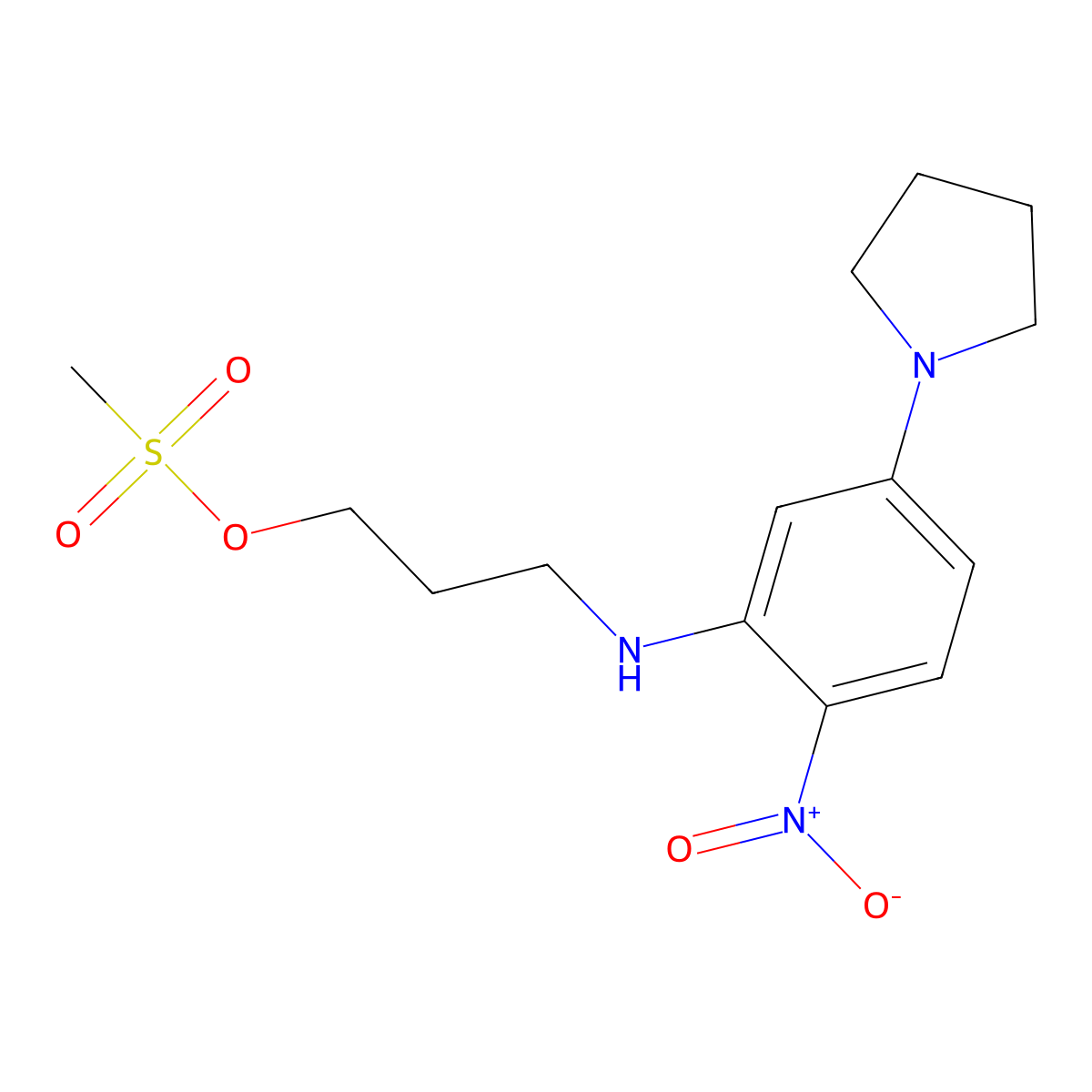 3-(2-Nitro-5-pyrrolidin-1-ylanilino)propyl methanesulfonate molecular structure, CAS 346459-22-1