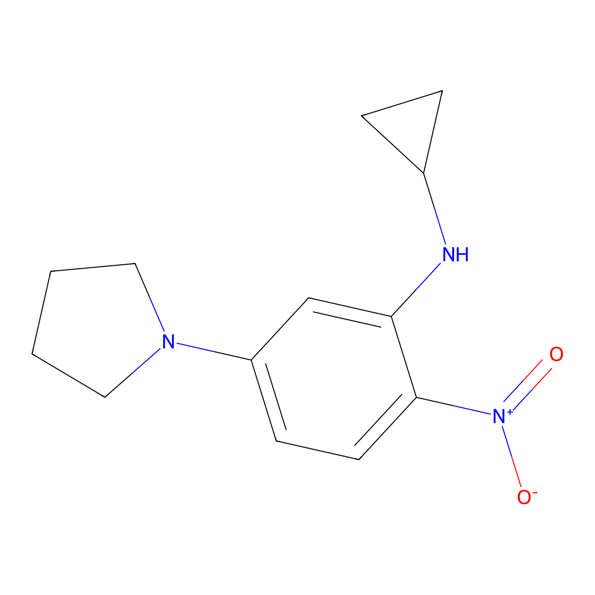 N-cyclopropyl-2-nitro-5-pyrrolidin-1-ylaniline molecular structure, CAS 346459-29-8