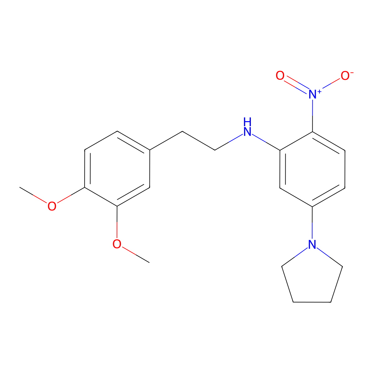 N-[2-(3,4-dimethoxyphenyl)ethyl]-2-nitro-5-pyrrolidin-1-ylaniline molecular structure, CAS 346459-33-4