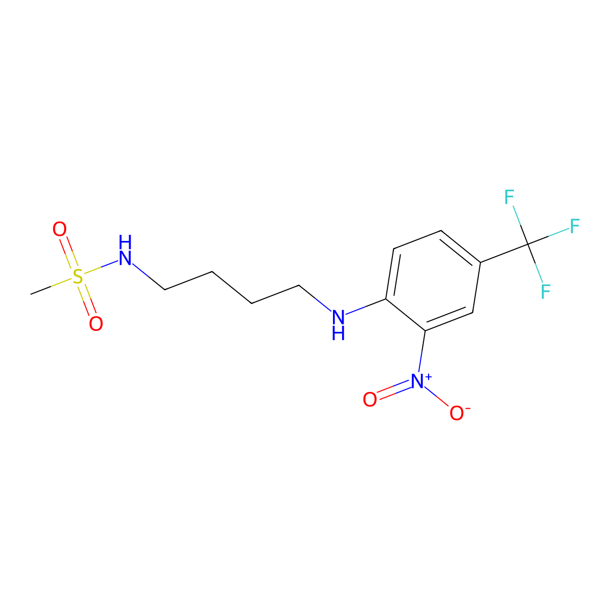 N-[4-[2-nitro-4-(trifluoromethyl)anilino]butyl]methanesulfonamide molecular structure, CAS 346459-38-9