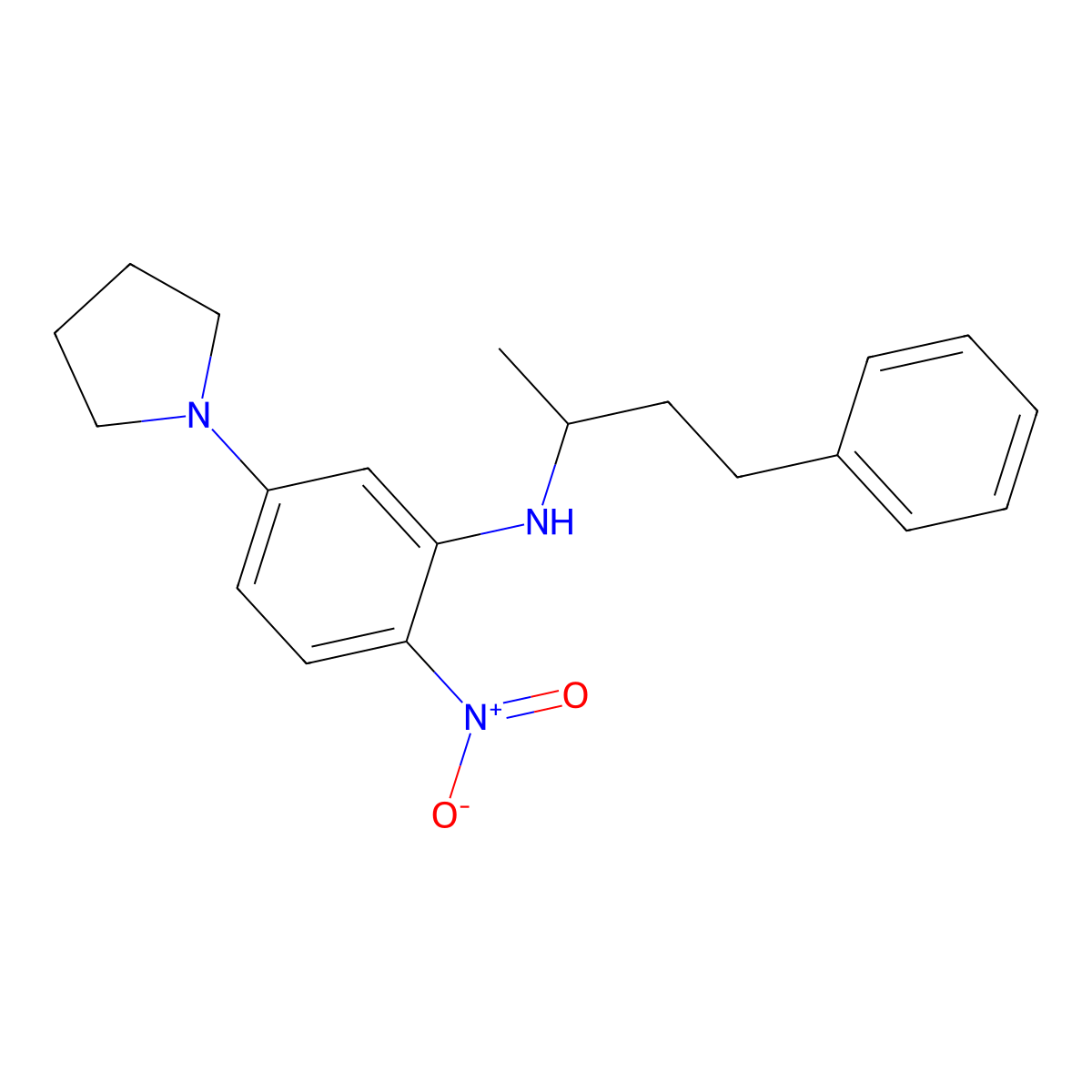 2-nitro-N-(4-phenylbutan-2-yl)-5-pyrrolidin-1-ylaniline molecular structure, CAS 346459-41-4