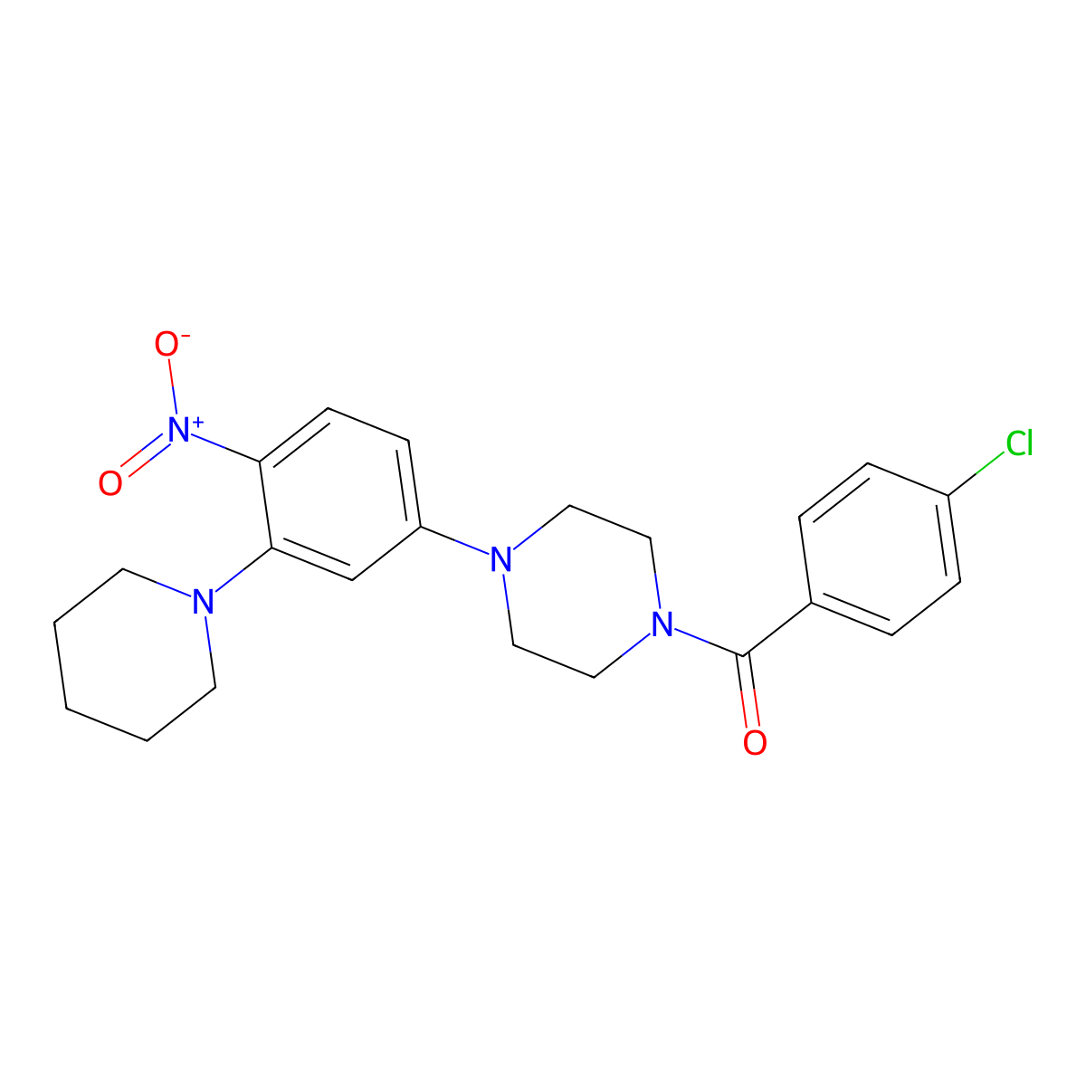 (4-Chlorophenyl)-[4-(4-nitro-3-piperidin-1-ylphenyl)piperazin-1-yl]methanone molecular structure, CAS 346459-45-8