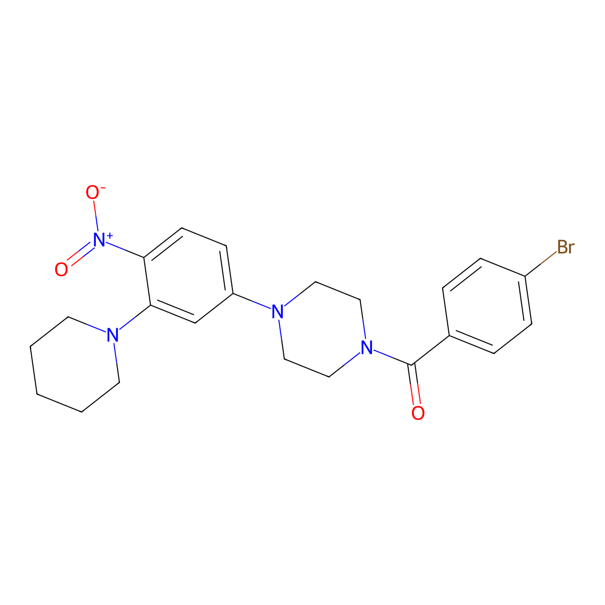 (4-Bromophenyl)-[4-(4-nitro-3-piperidin-1-ylphenyl)piperazin-1-yl]methanone molecular structure, CAS 346459-46-9